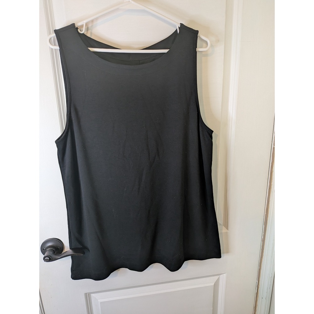 LOFT Womens Black Button Back Sleeveless Knit Shell Tank Top Size Large